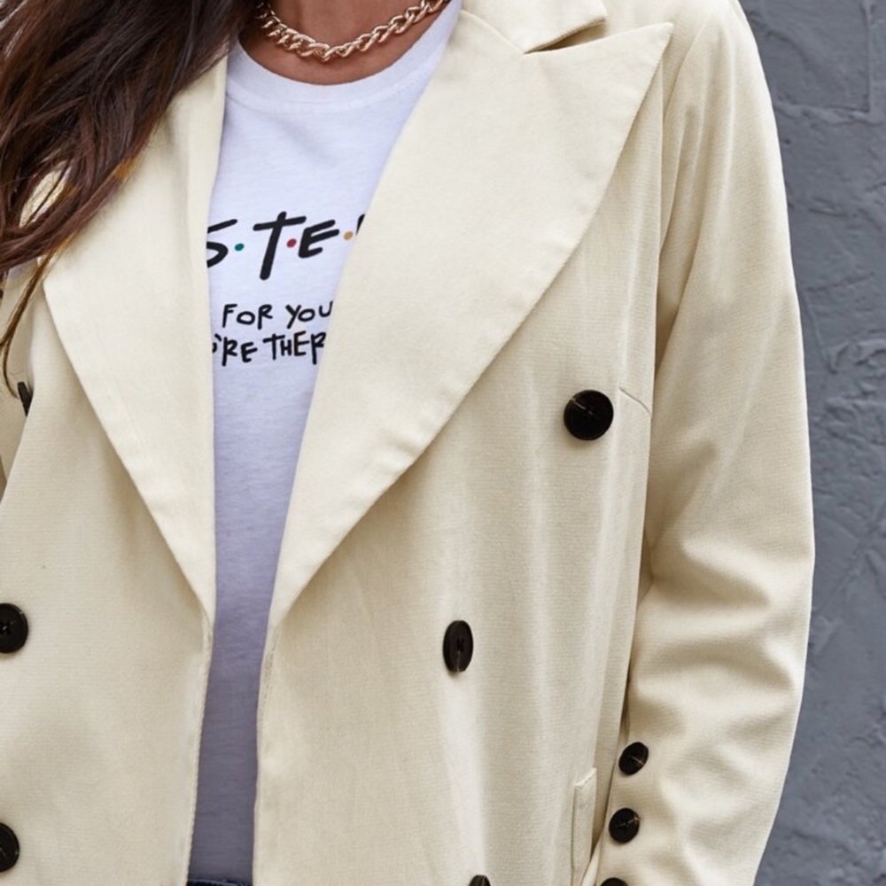 Boho chic cream button detail coat jacket - Picture 3 of 4